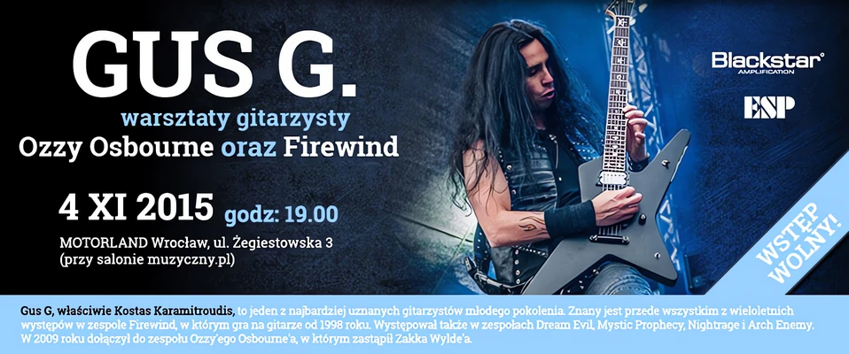 Gus G. w Polsce! - Warsztaty gitarowe we Wrocławiu